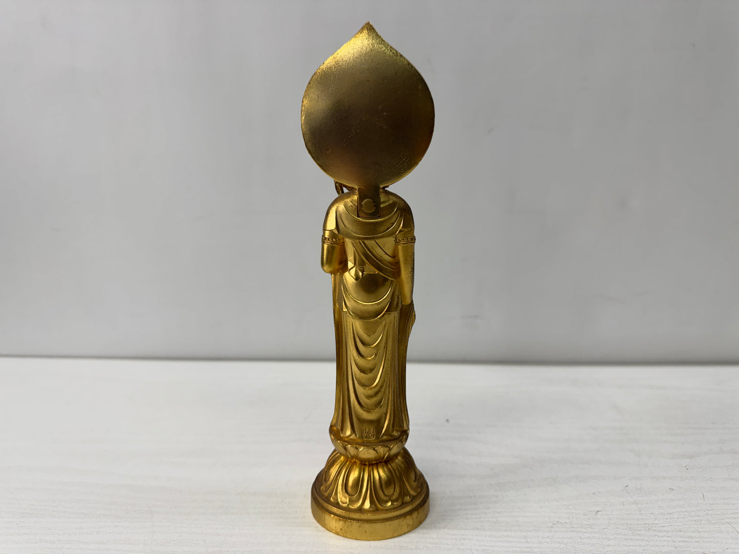 Y10557 STATUE metal Kannon figurine signed Japan antique figure interior decor
