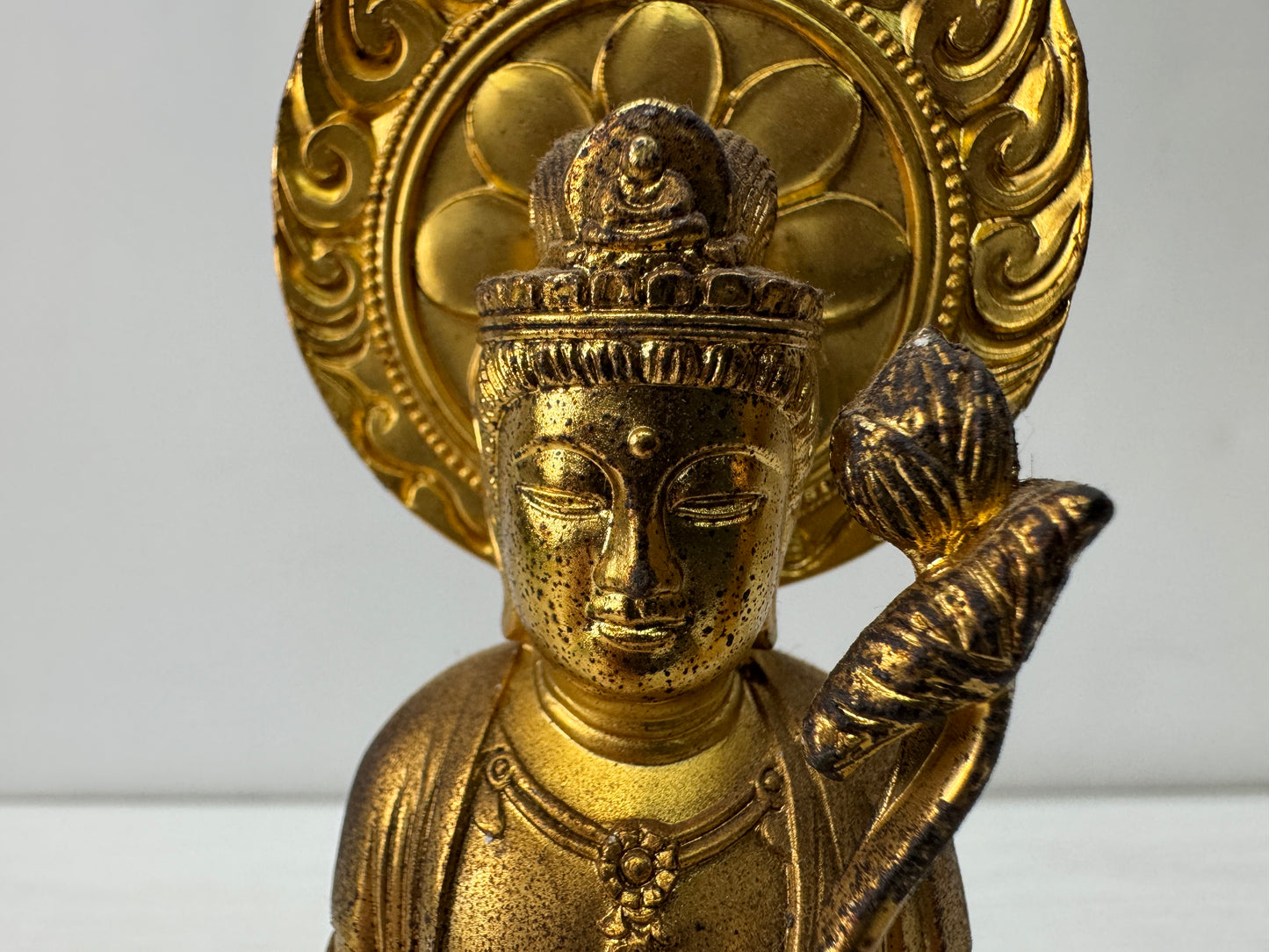 Y10557 STATUE metal Kannon figurine signed Japan antique figure interior decor