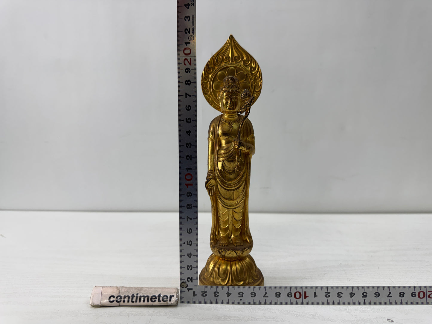 Y10557 STATUE metal Kannon figurine signed Japan antique figure interior decor