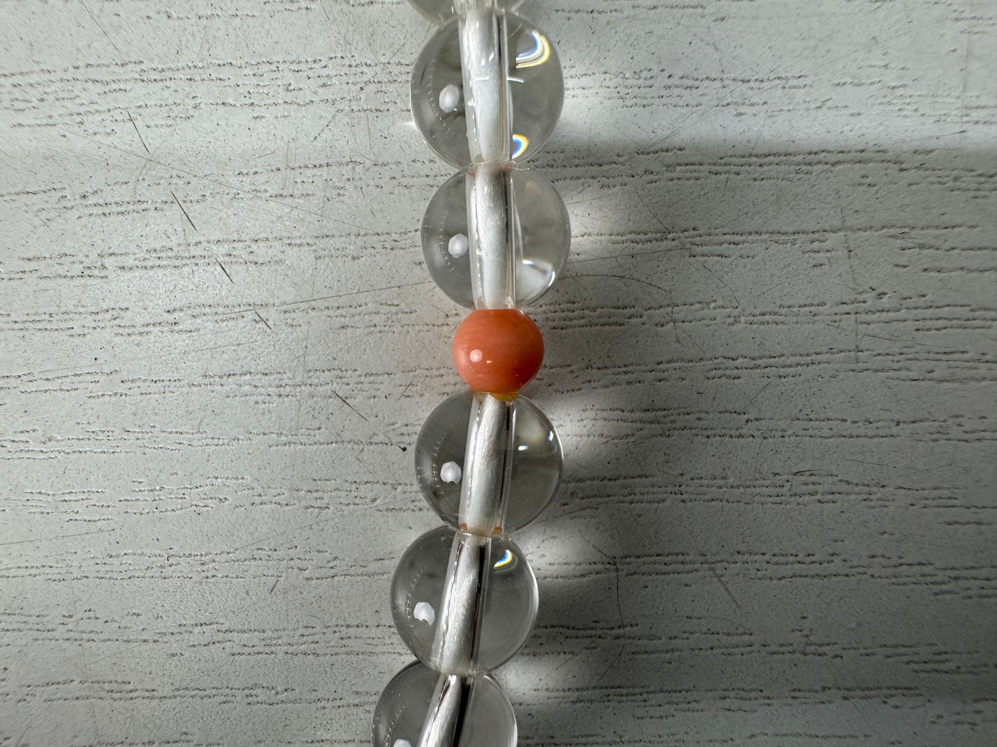 Y10559 JUZU Crystal Coral box Japan antique Buddhist Prayer Beads religion