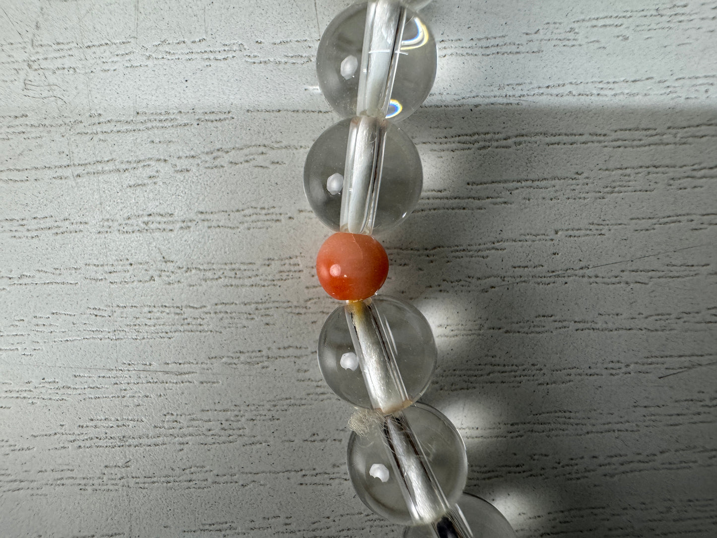 Y10559 JUZU Crystal Coral box Japan antique Buddhist Prayer Beads religion