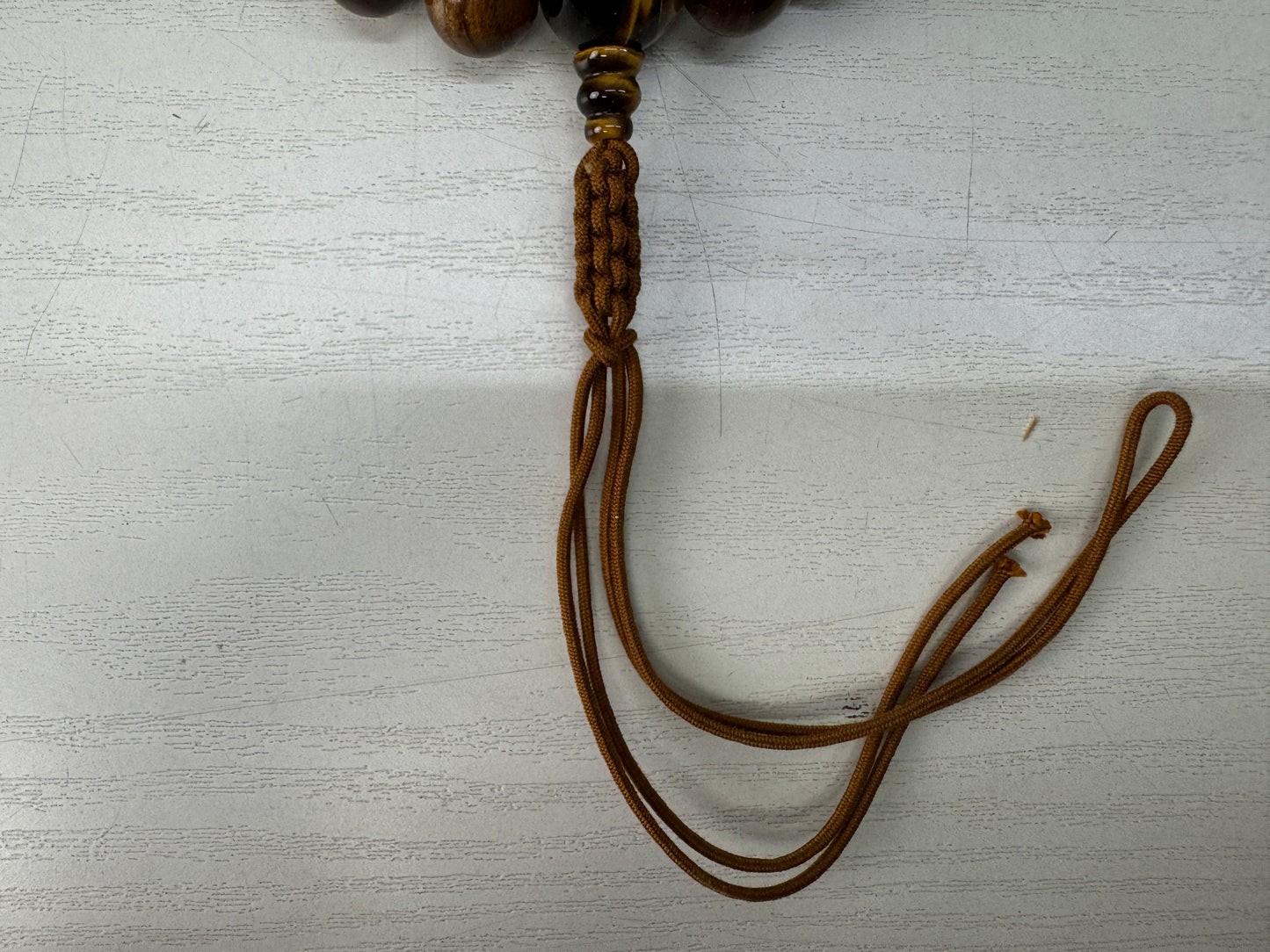 Y10560 JUZU Tiger's eye stone wooden box Japan antique Buddhist Prayer Beads
