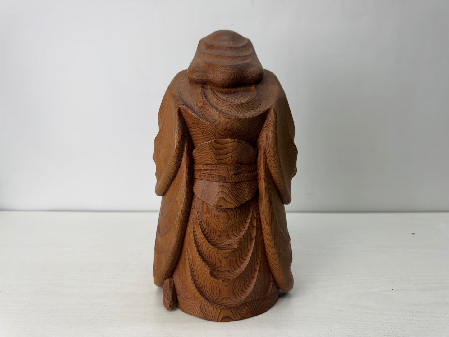 Y10564 STATUE wood carving Jurojin figurine signed box Japan antique figure