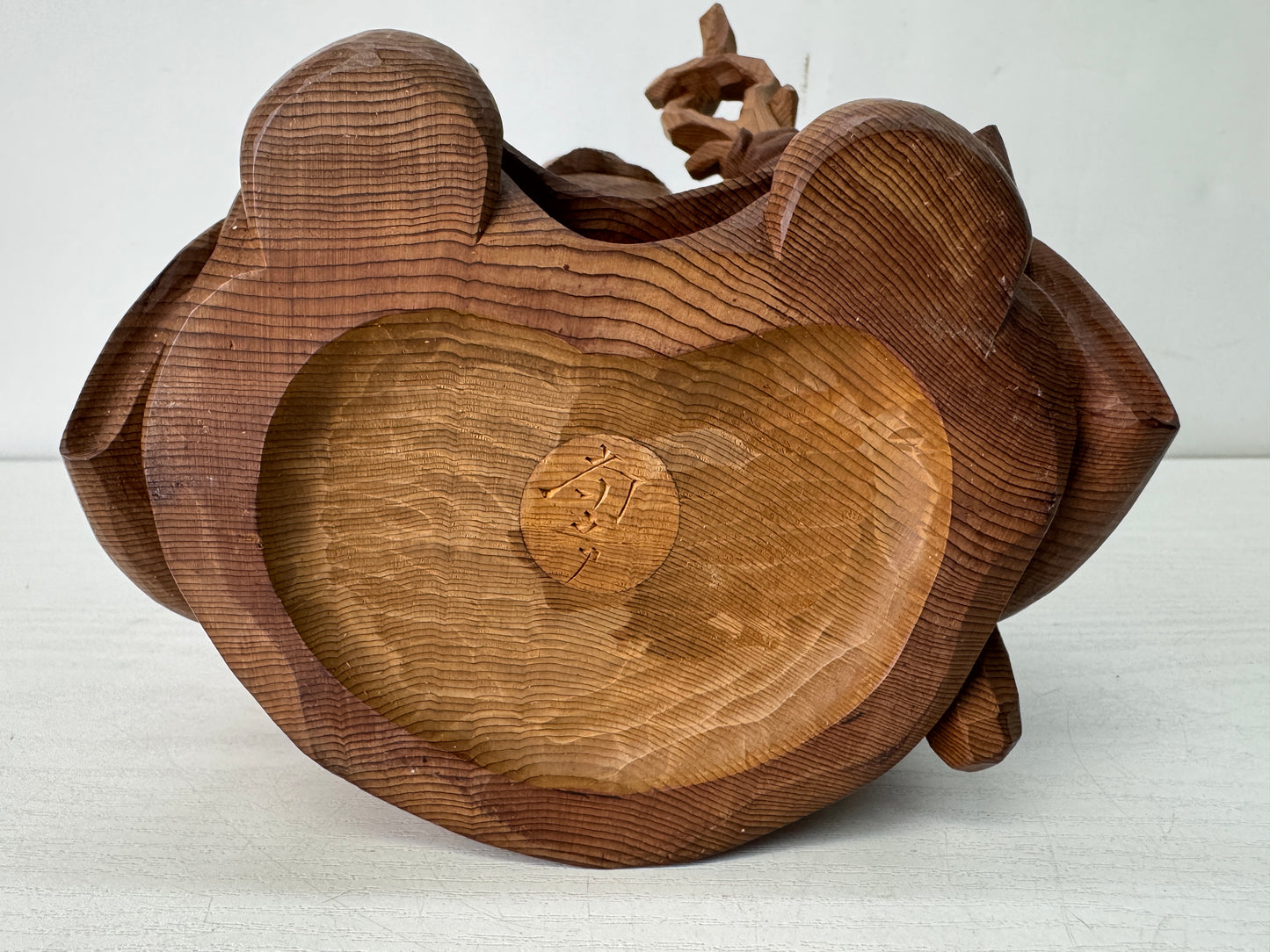 Y10564 STATUE wood carving Jurojin figurine signed box Japan antique figure