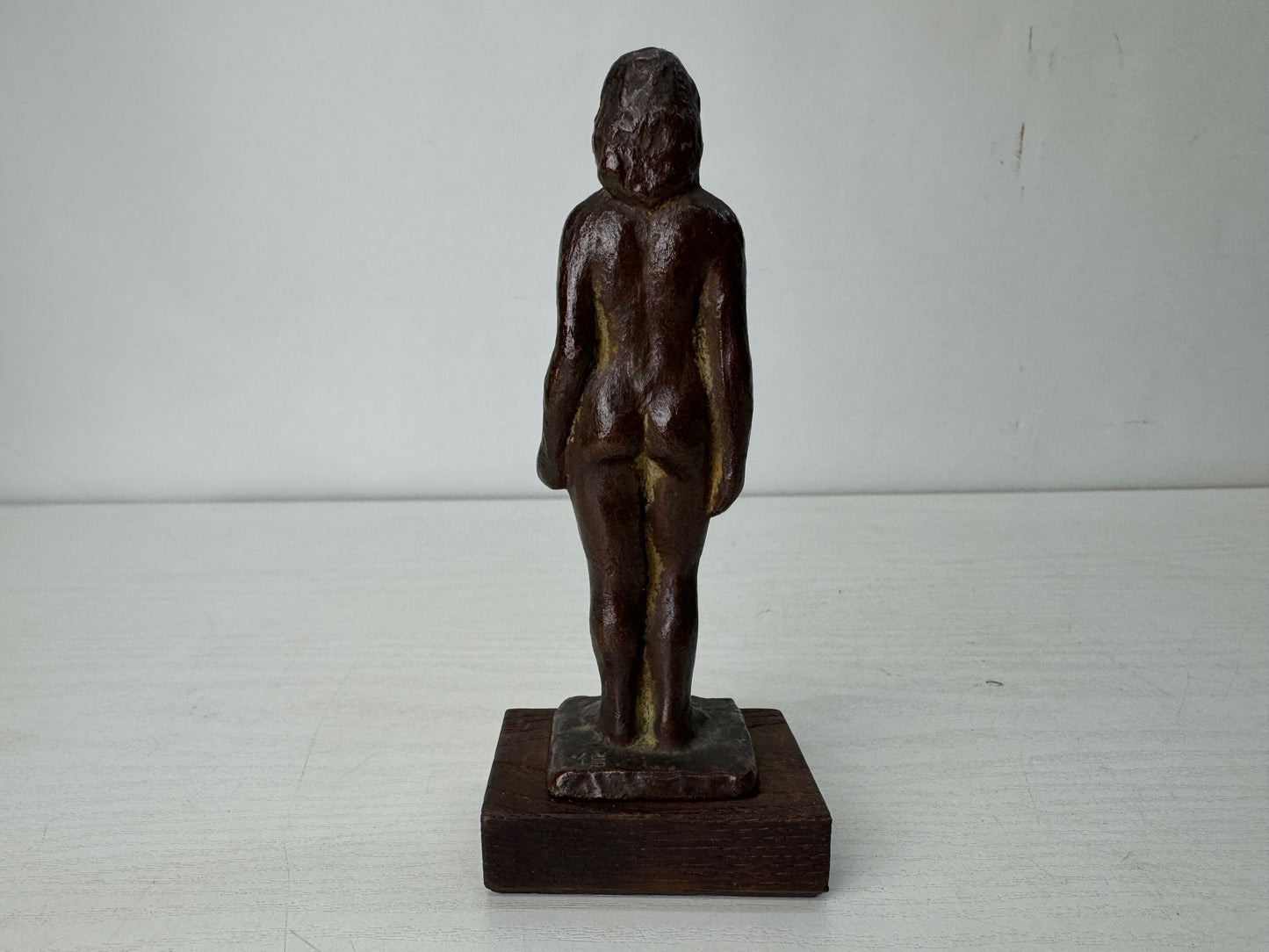Y10565 STATUE Bronze small nude woman signed box Japan antique figure figurine