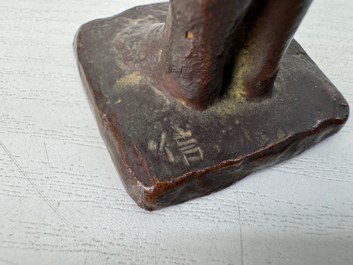 Y10565 STATUE Bronze small nude woman signed box Japan antique figure figurine