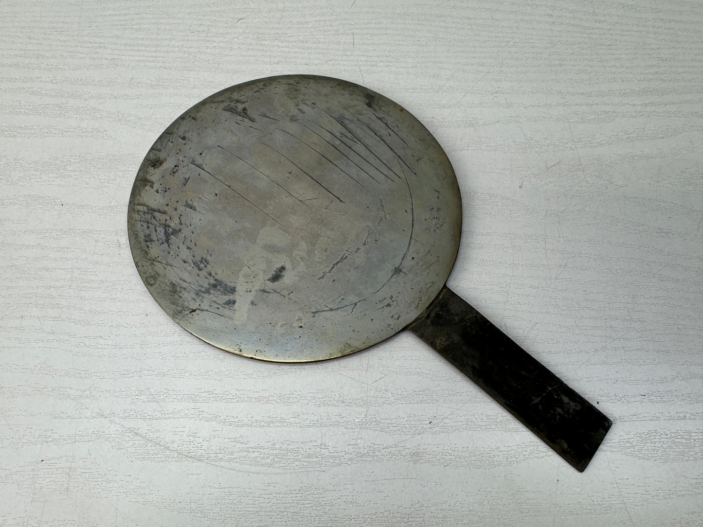 Y10568 KAGAMI old mirror Paulownia Phoenix signed Japan antique grooming care