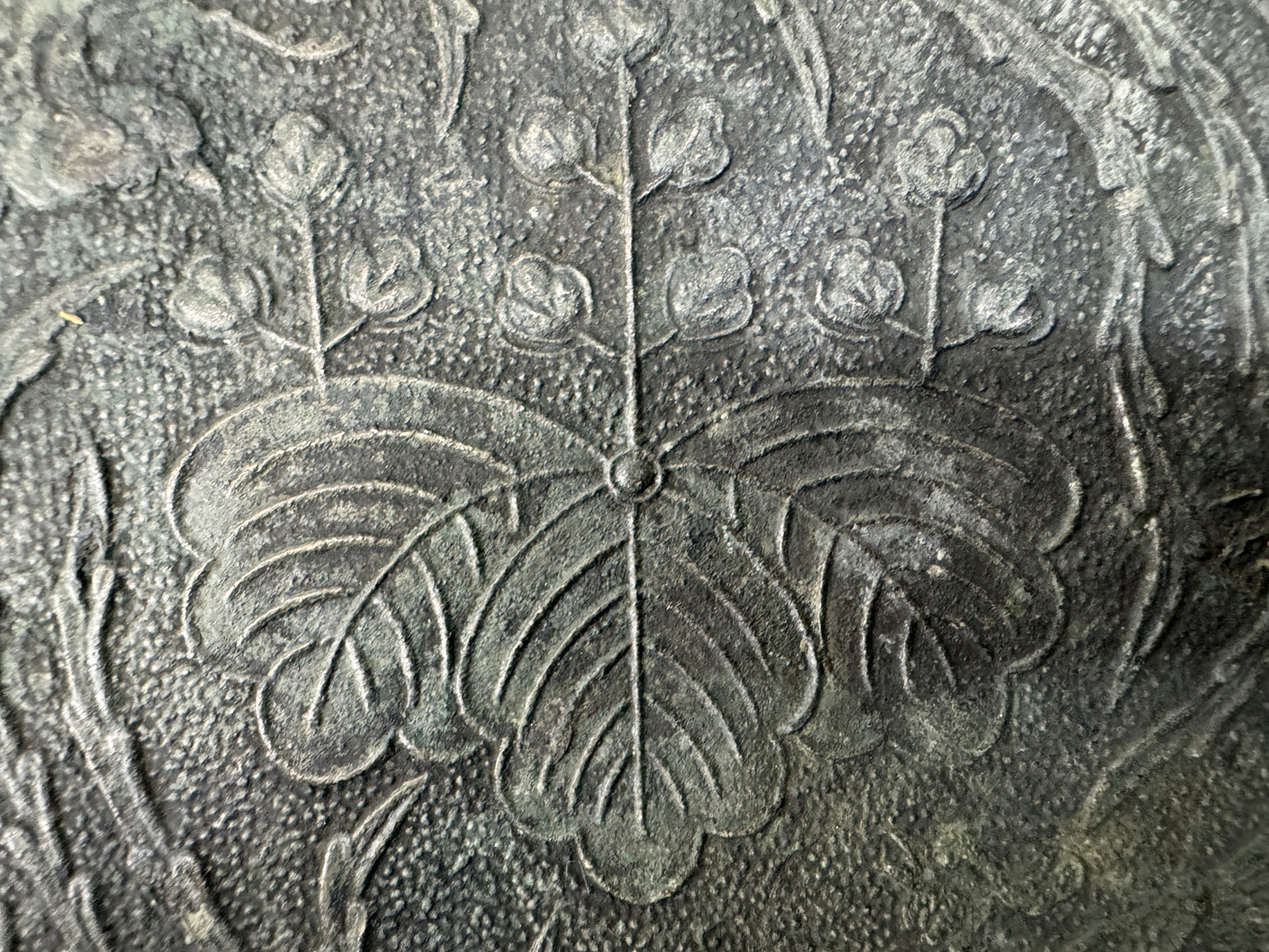 Y10568 KAGAMI old mirror Paulownia Phoenix signed Japan antique grooming care