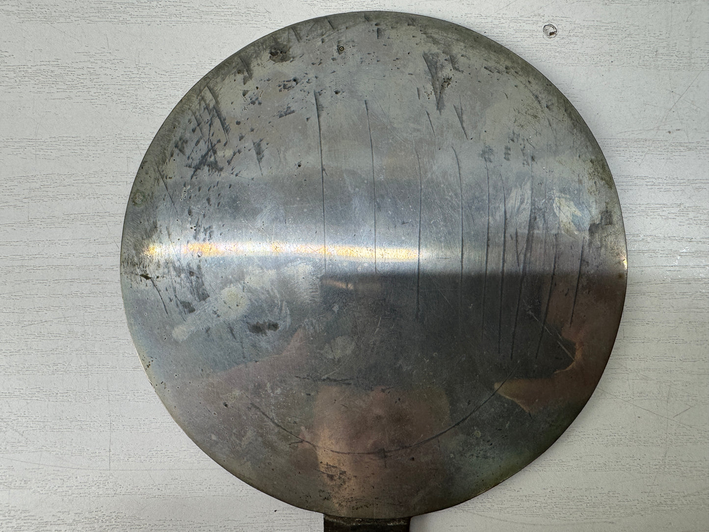 Y10568 KAGAMI old mirror Paulownia Phoenix signed Japan antique grooming care