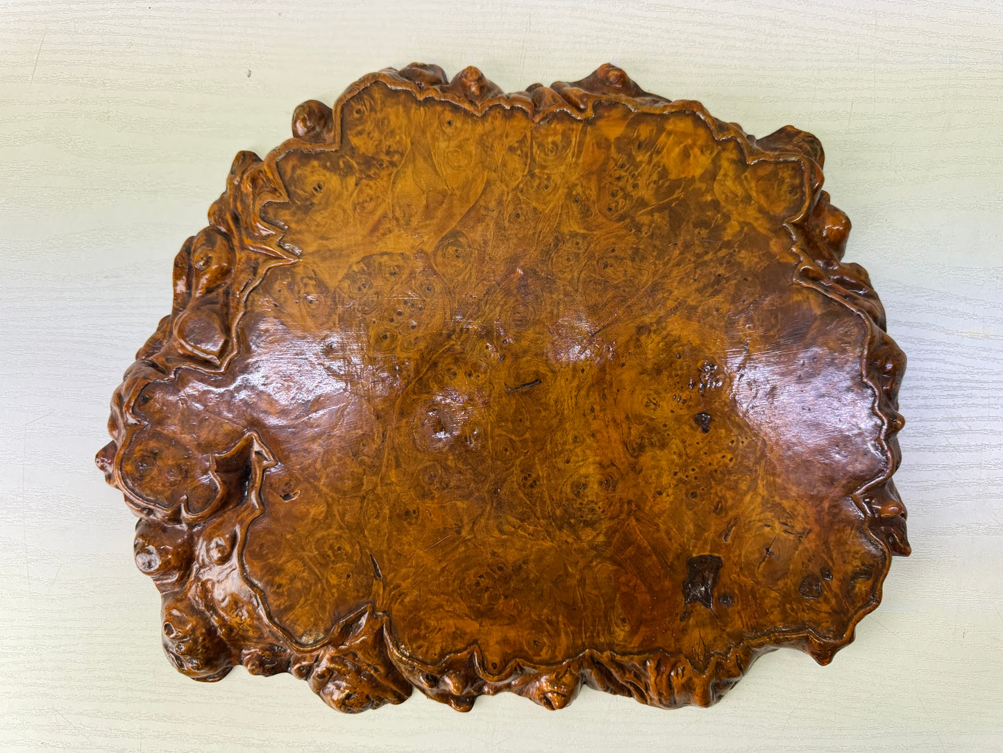 Y10570 FLOWER STAND Tamamoku wood base plate Japan antique ikebana arrangement