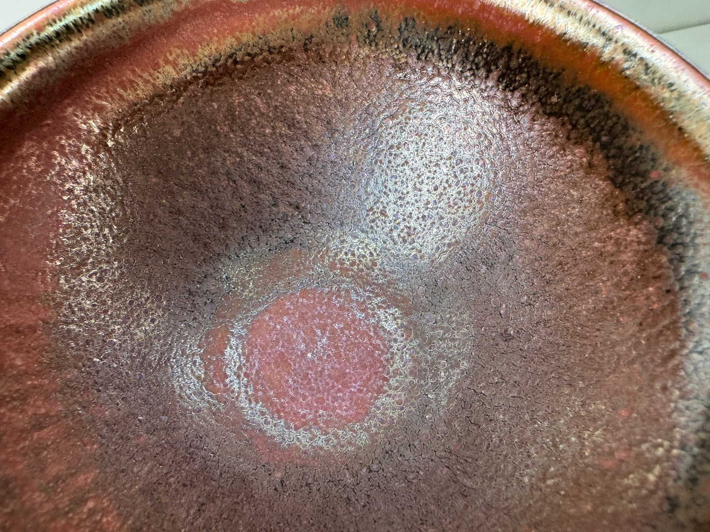 Y10574 CHAWAN Tenmoku bowl signed box silver rim Japan antique tea ceremony cup
