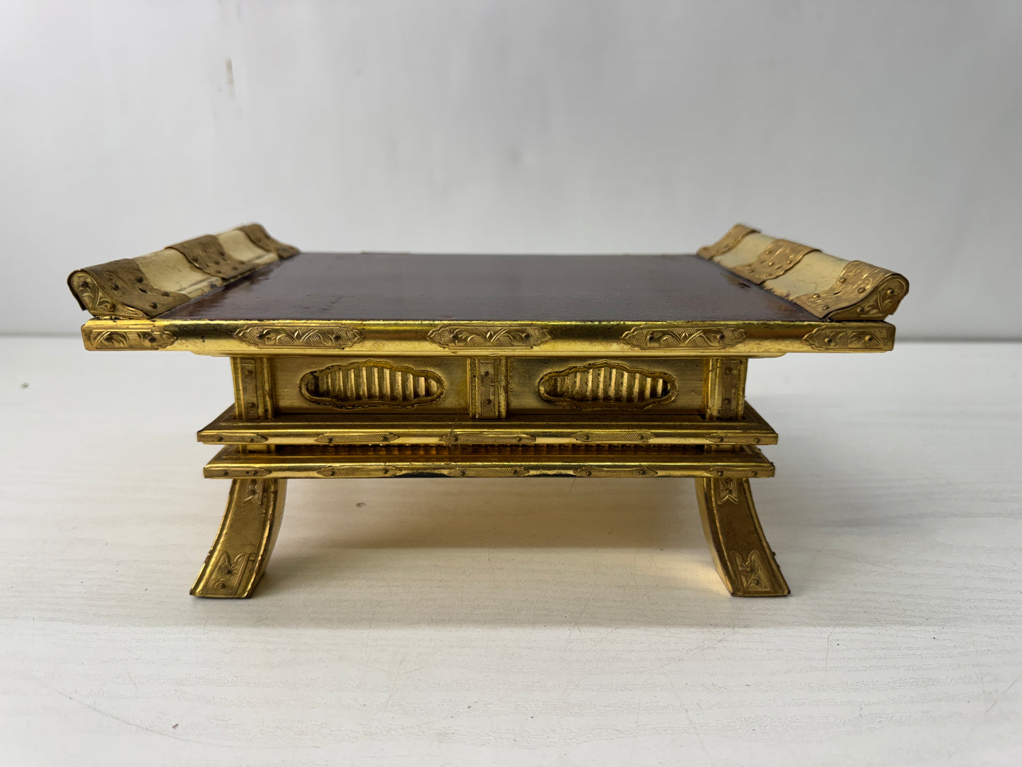 Y10577 Buddhist Altar Equipment Gold Makie Sutra desk Japan antique Buddhism