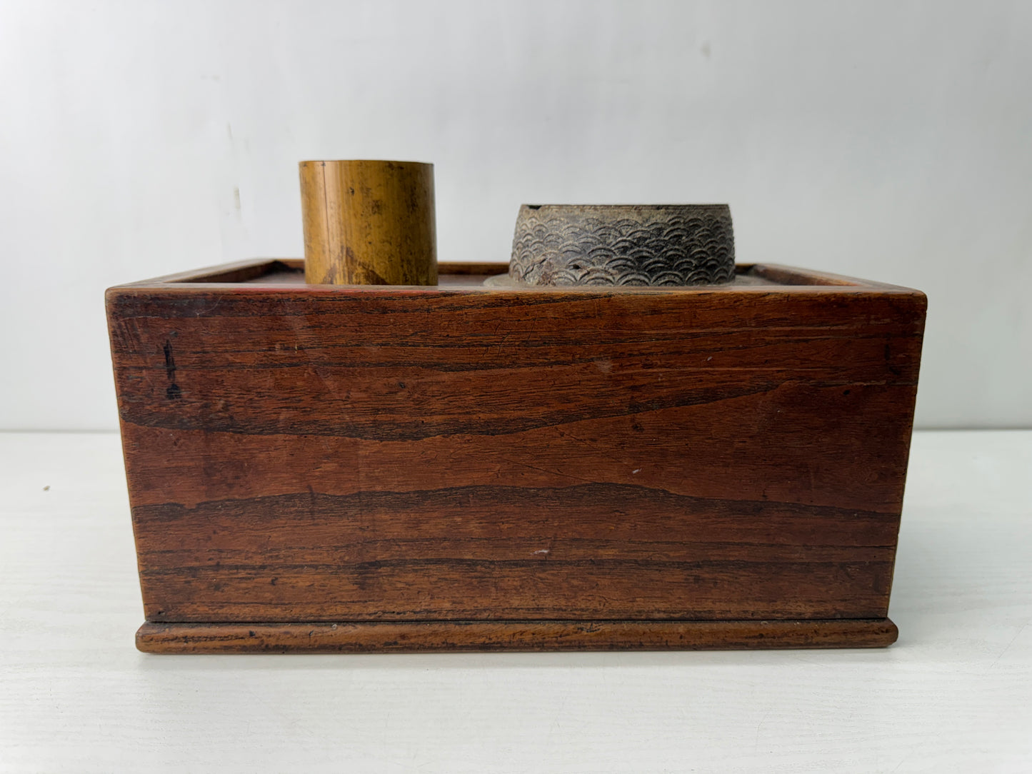 Y10580 TRAY Zelkova wood tobacco holder funiture style folk art Japan antique