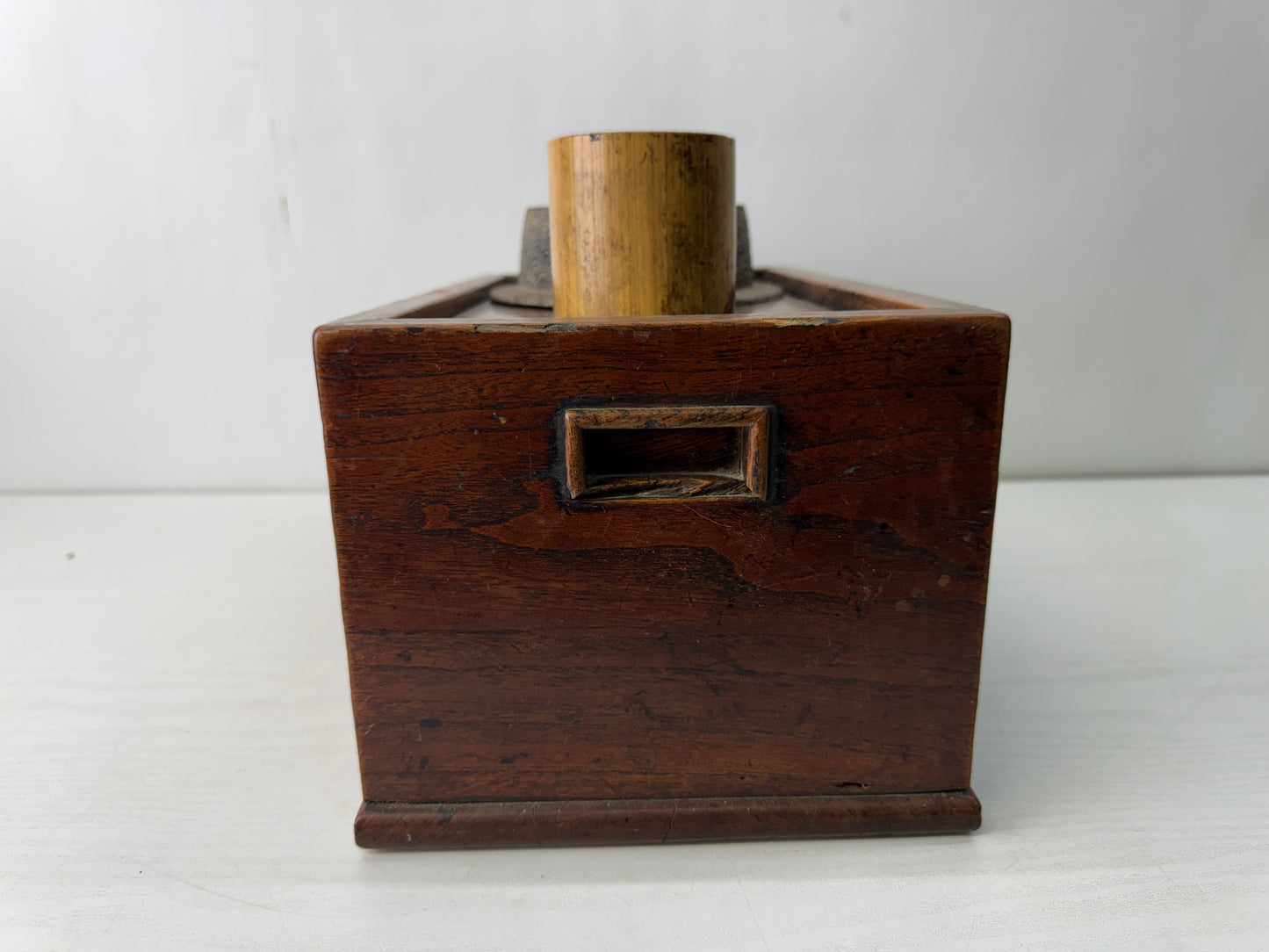 Y10580 TRAY Zelkova wood tobacco holder funiture style folk art Japan antique