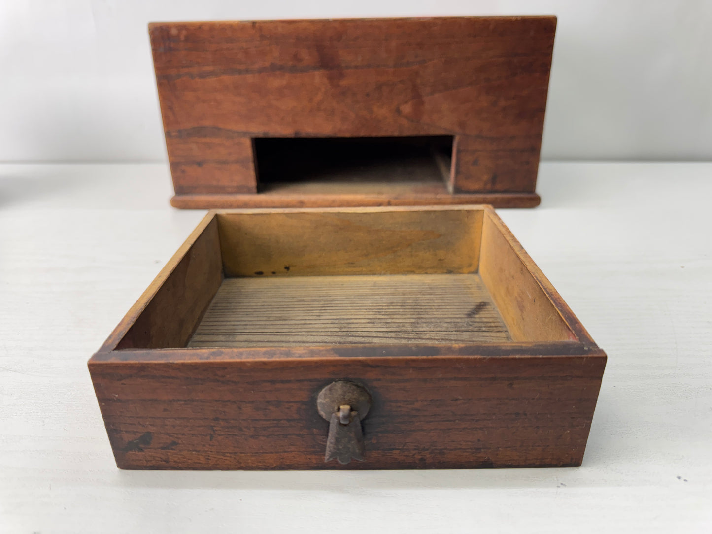 Y10580 TRAY Zelkova wood tobacco holder funiture style folk art Japan antique