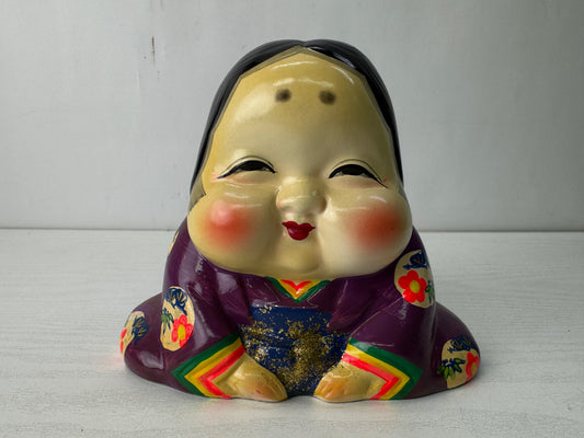 Y10583 NINGYO ceramic Ofuku figurine doll figure Japan antique interior decor