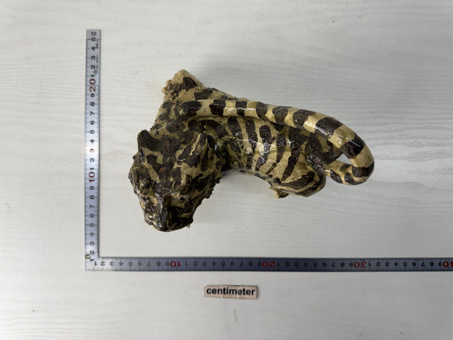 Y10584 OKIMONO Seto-ware Tiger figurine signed box Japan antique interior decor