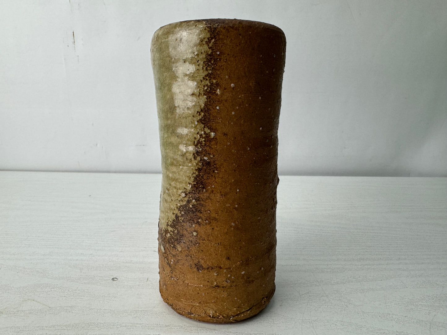 Y10588 FLOWER VASE Iga-ware signed box Japan antique ikebana floral arrangement