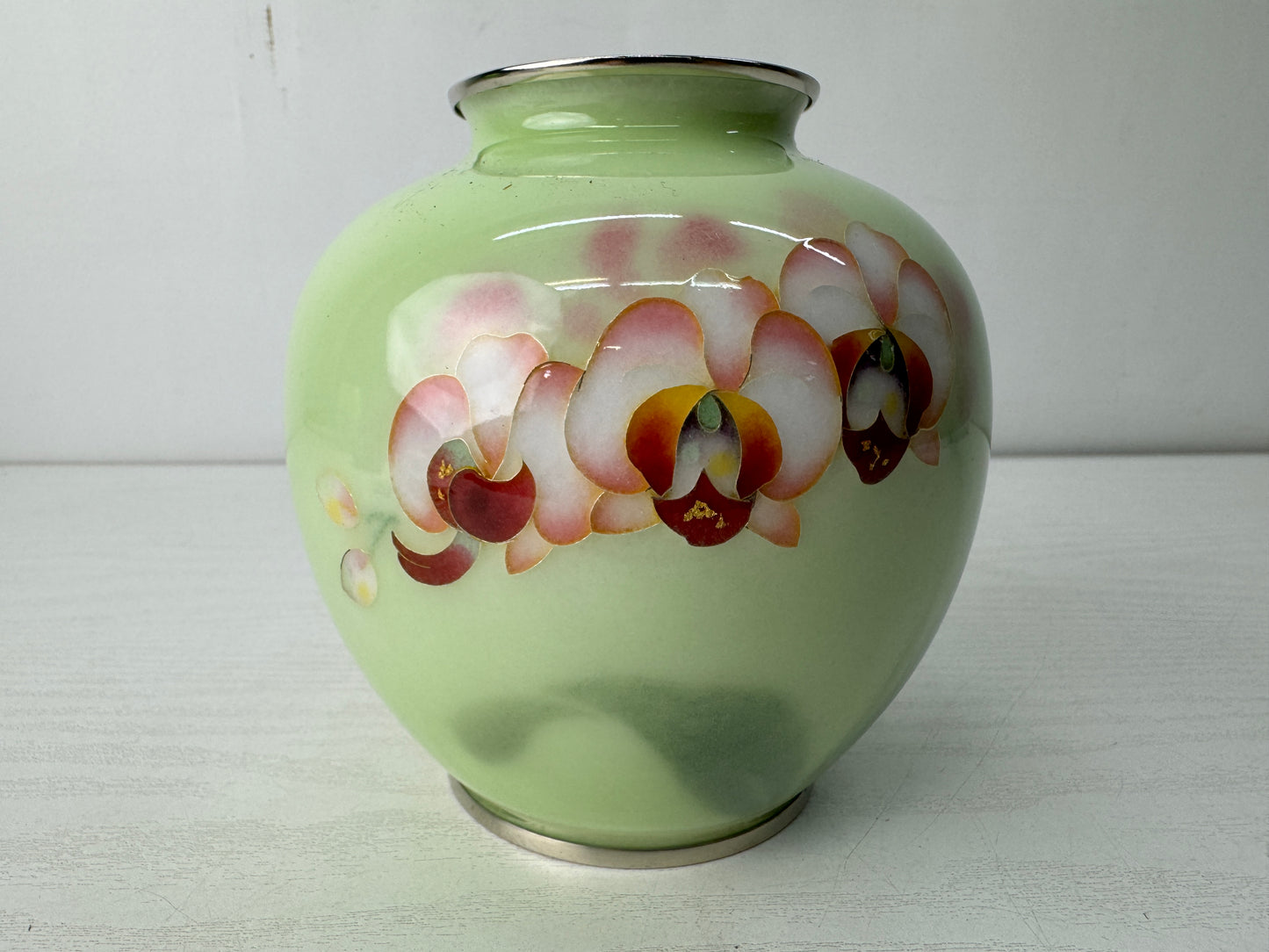Y10589 FLOWER VASE Cloisonne signed box Japan antique ikebana floral arrangement