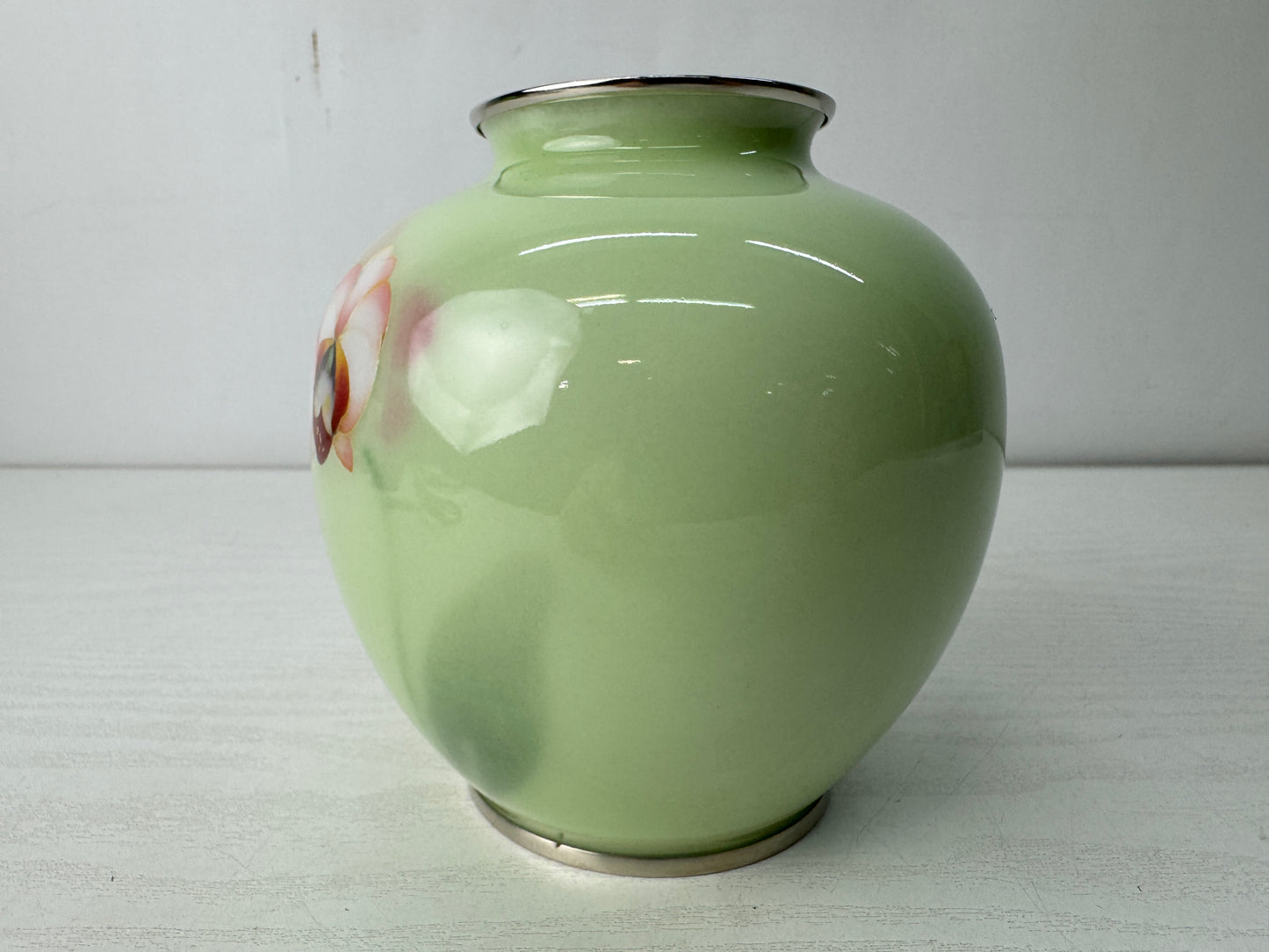 Y10589 FLOWER VASE Cloisonne signed box Japan antique ikebana floral arrangement