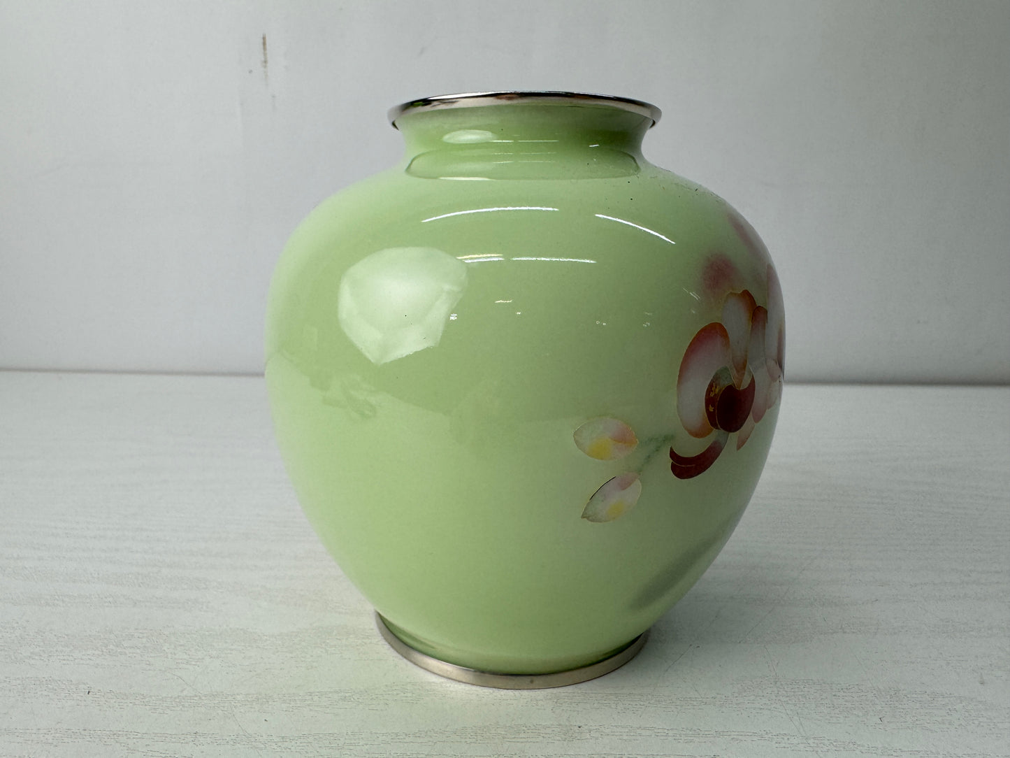 Y10589 FLOWER VASE Cloisonne signed box Japan antique ikebana floral arrangement
