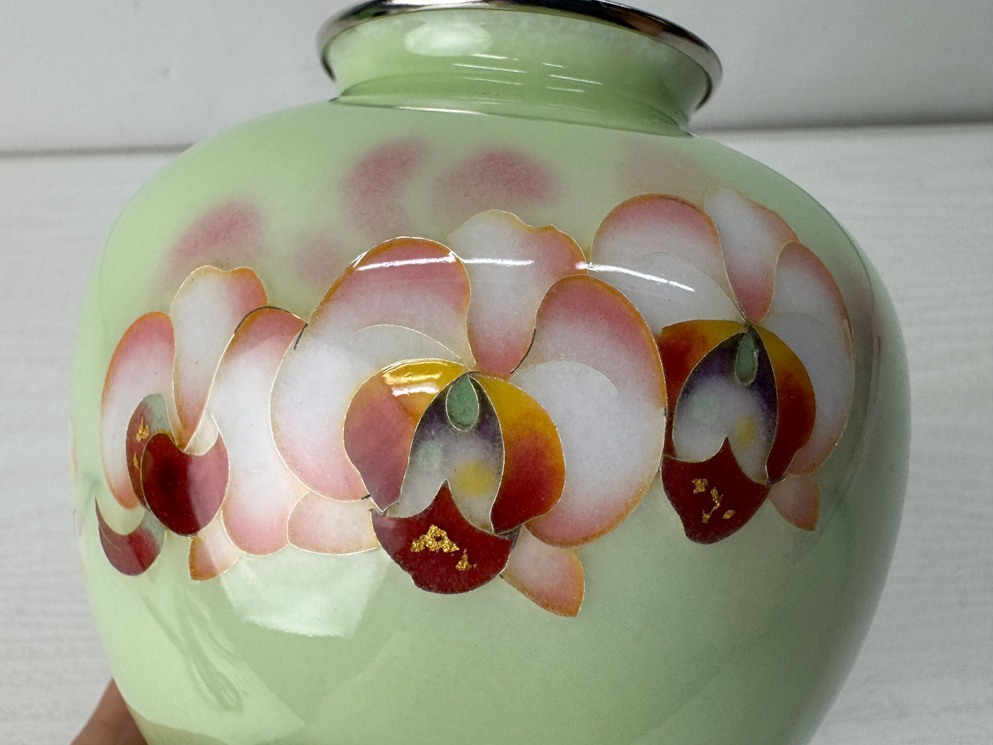 Y10589 FLOWER VASE Cloisonne signed box Japan antique ikebana floral arrangement