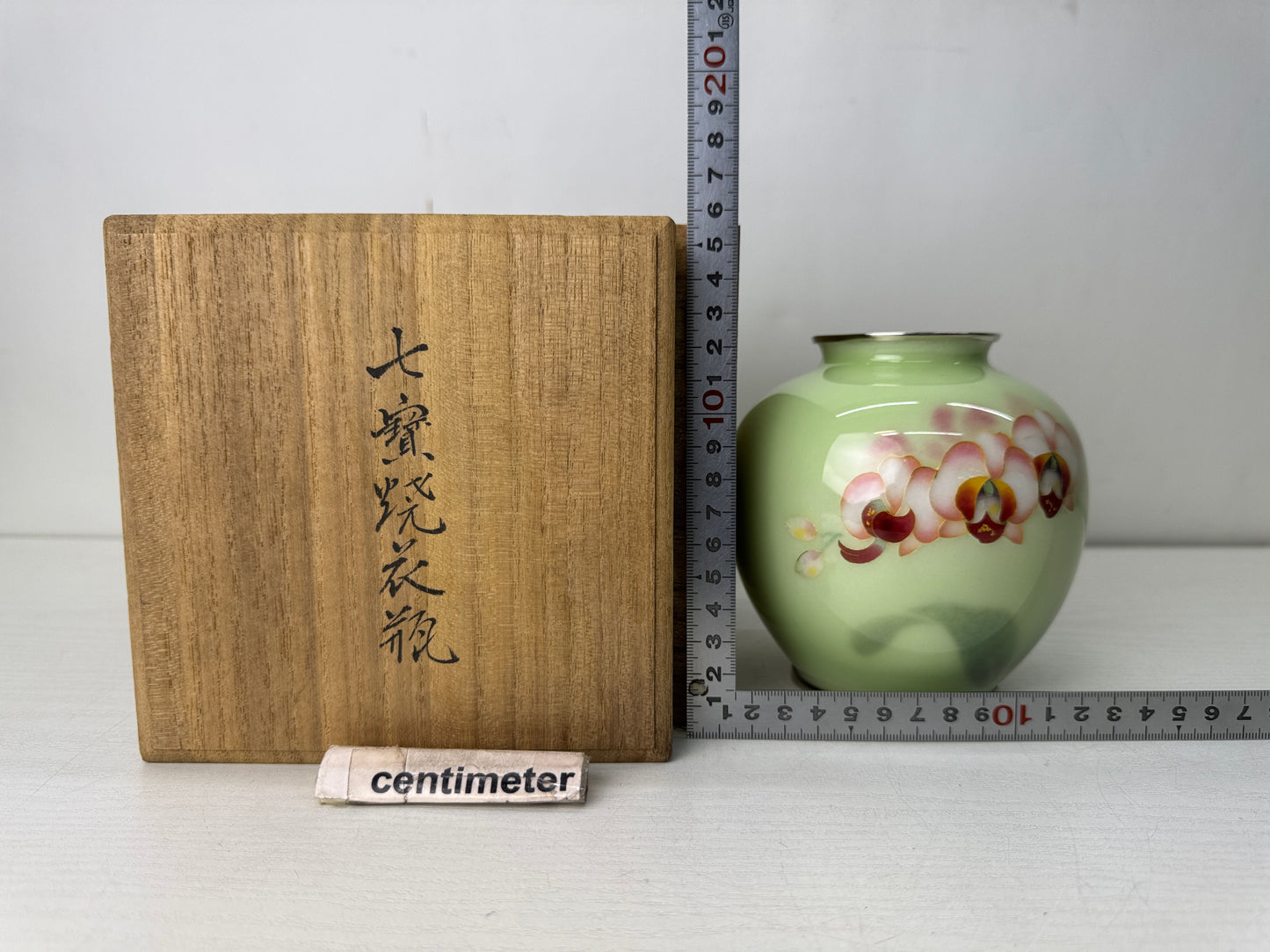Y10589 FLOWER VASE Cloisonne signed box Japan antique ikebana floral arrangement
