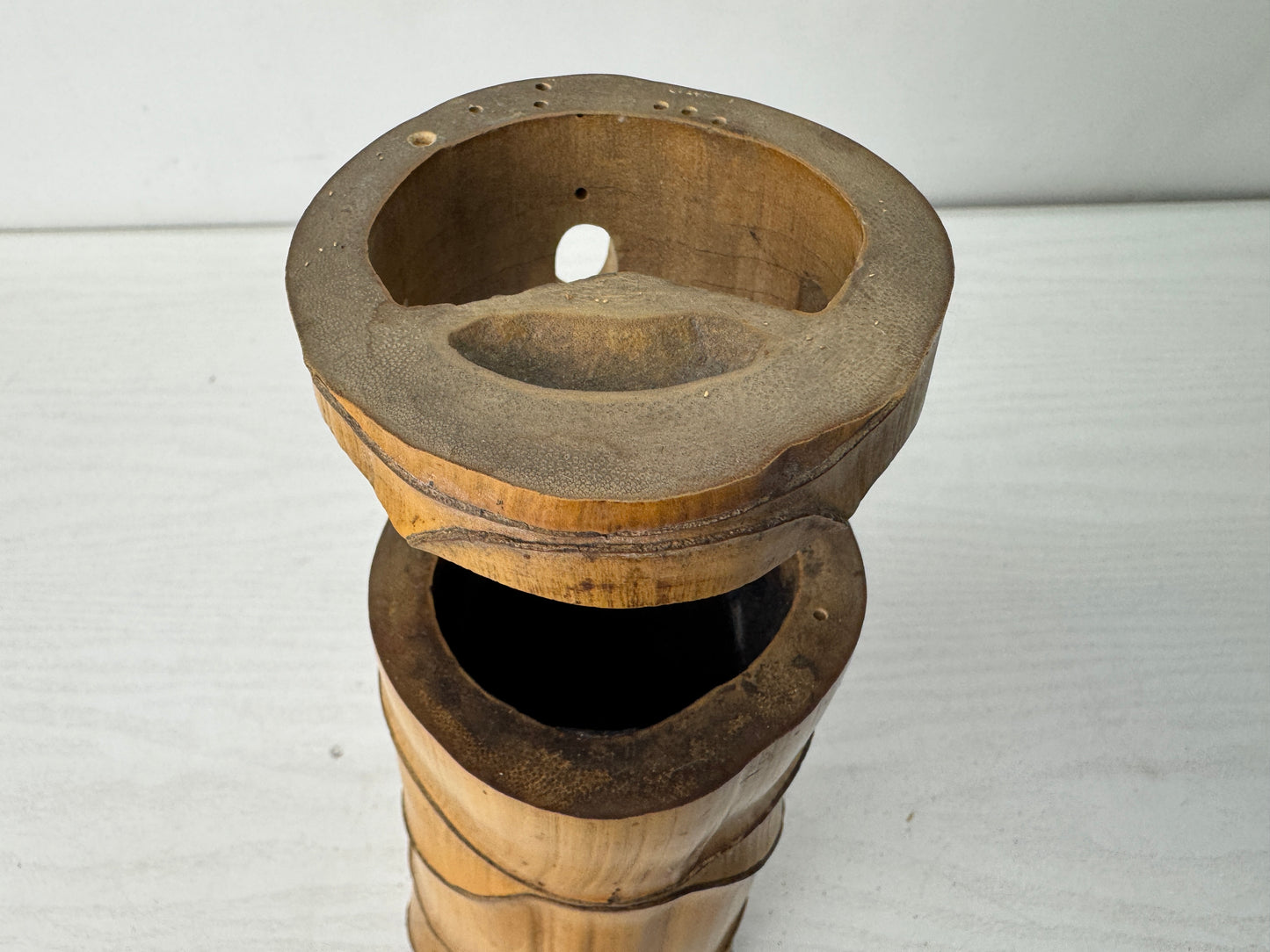 Y10591 FLOWER VASE Bamboo signed box Japan antique ikebana floral arrangement