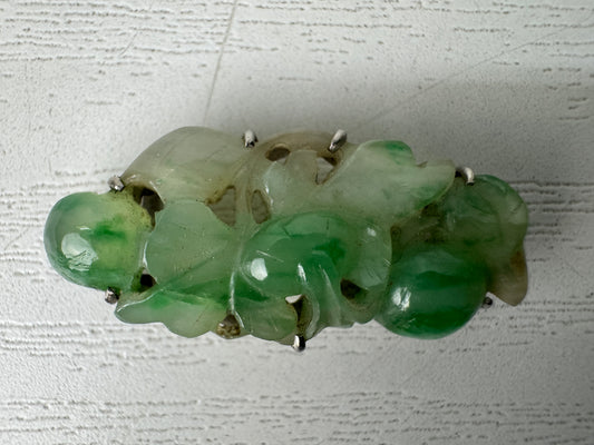Y10593 OBIDOME Jade Sash clip brooch openwork Japan antique kimono accessory