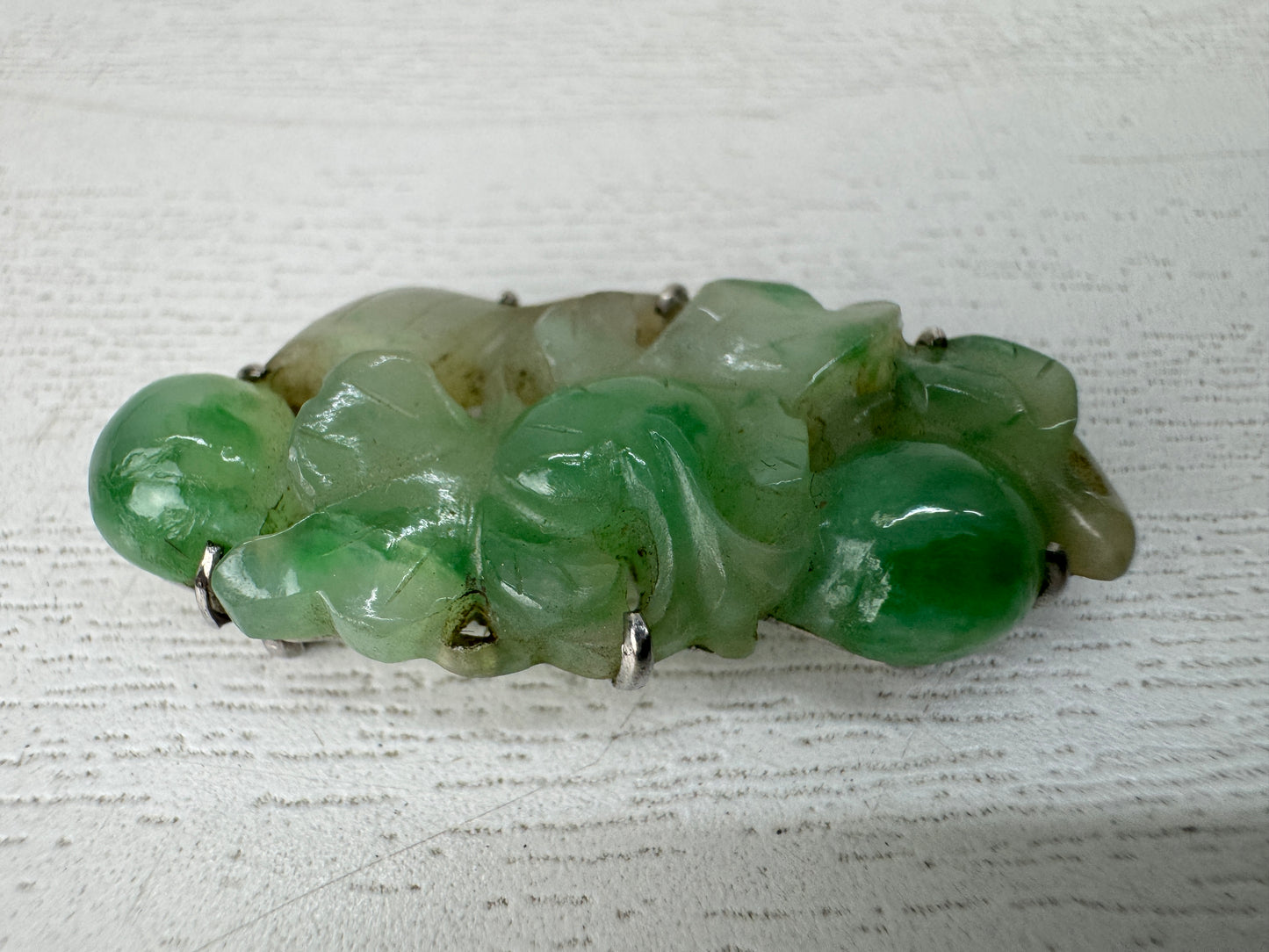 Y10593 OBIDOME Jade Sash clip brooch openwork Japan antique kimono accessory