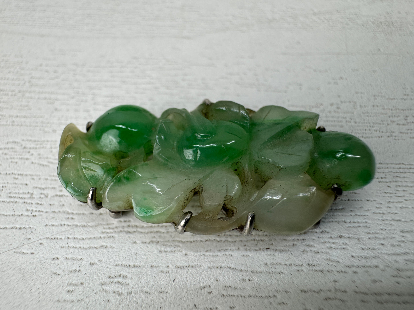 Y10593 OBIDOME Jade Sash clip brooch openwork Japan antique kimono accessory