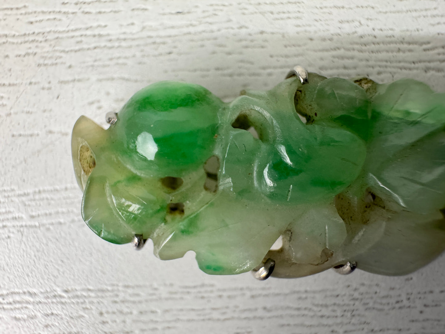 Y10593 OBIDOME Jade Sash clip brooch openwork Japan antique kimono accessory