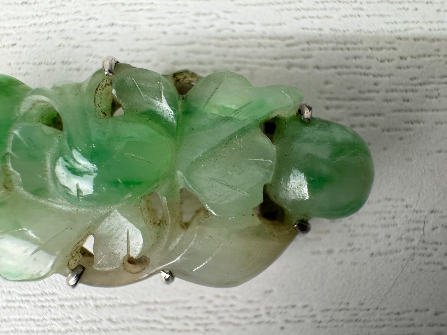 Y10593 OBIDOME Jade Sash clip brooch openwork Japan antique kimono accessory