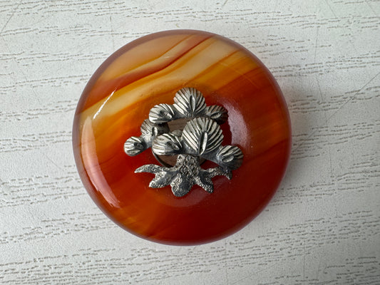 Y10594 OBIDOME Agate Sash clip obi clasp brooch Japan antique kimono accessory