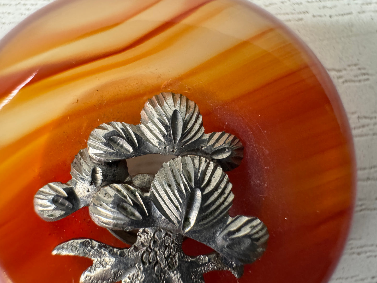 Y10594 OBIDOME Agate Sash clip obi clasp brooch Japan antique kimono accessory