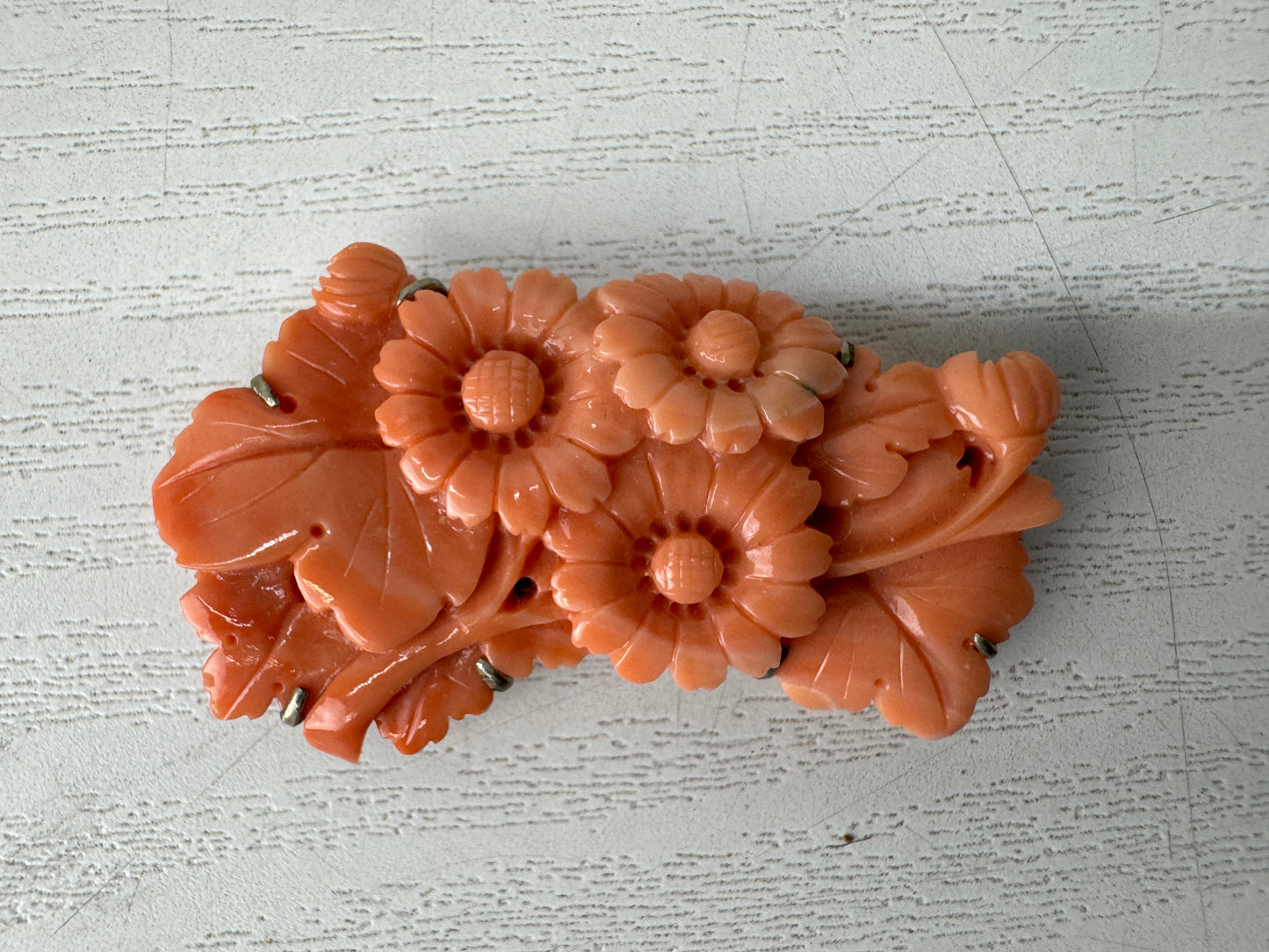 Y10595 OBIDOME Coral Sash clip brooch obi clasp Japan antique kimono accessory