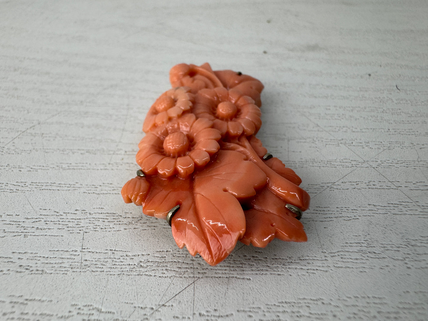 Y10595 OBIDOME Coral Sash clip brooch obi clasp Japan antique kimono accessory
