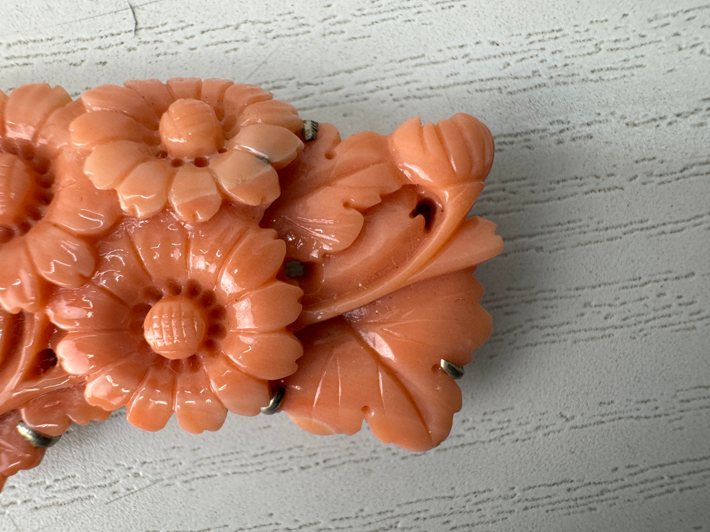 Y10595 OBIDOME Coral Sash clip brooch obi clasp Japan antique kimono accessory