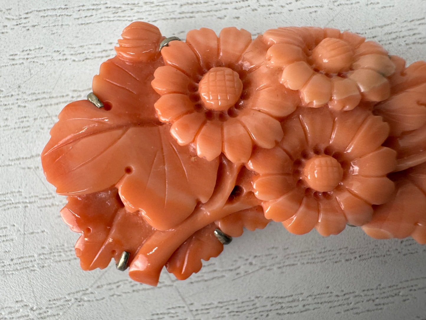 Y10595 OBIDOME Coral Sash clip brooch obi clasp Japan antique kimono accessory