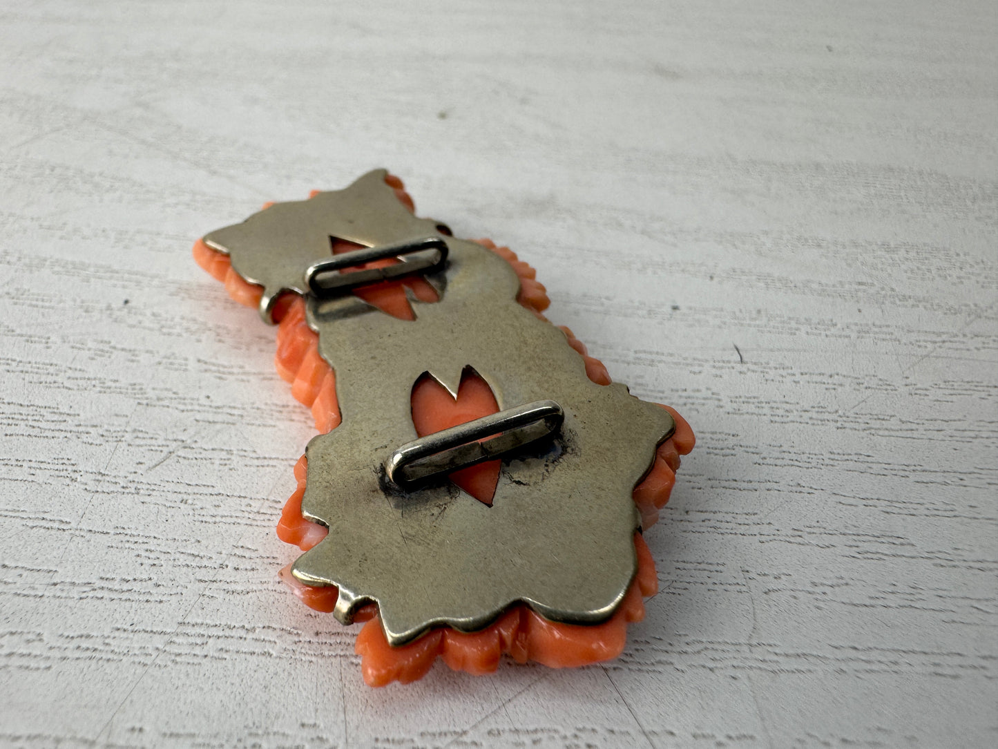Y10595 OBIDOME Coral Sash clip brooch obi clasp Japan antique kimono accessory