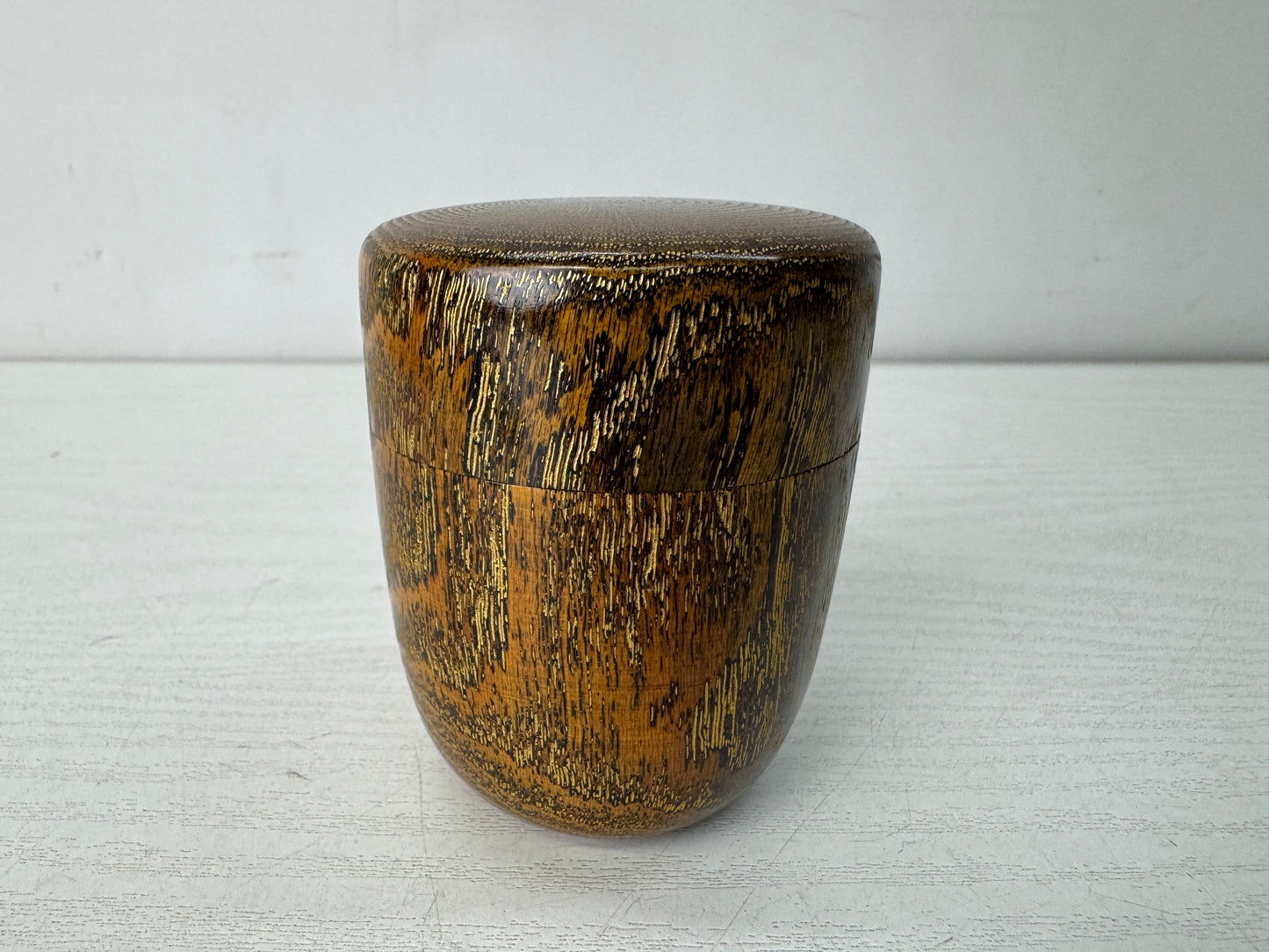 Y10601 TEA CADDY wooden long Matcha case signed box Japan antique tea ceremony