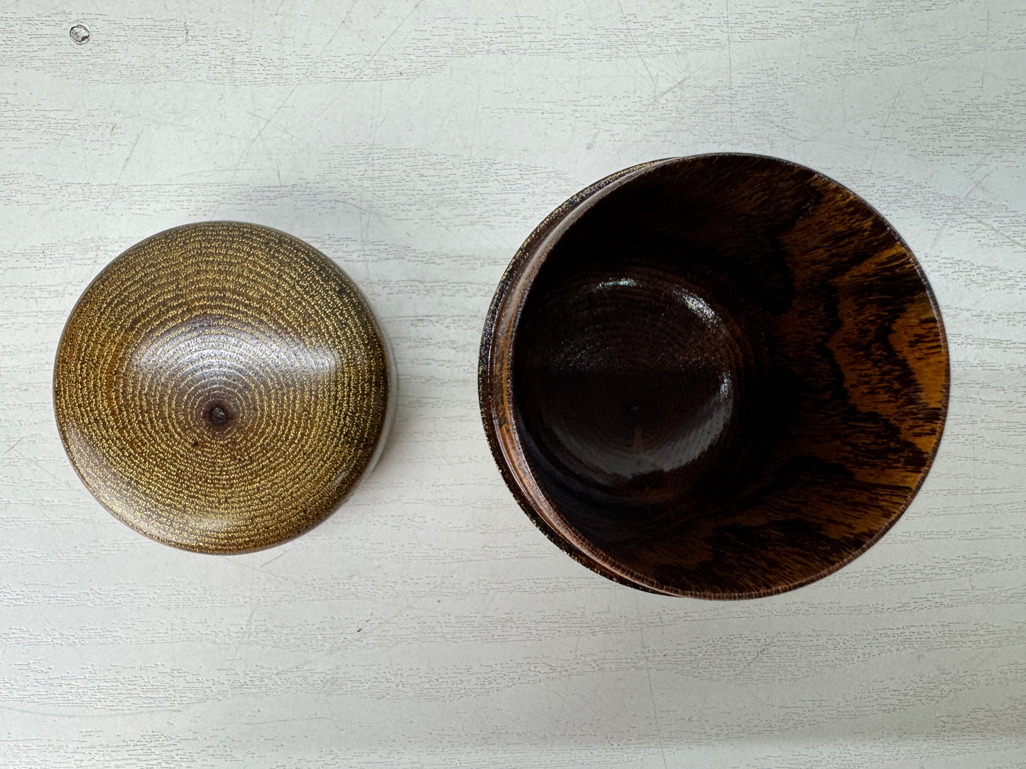 Y10601 TEA CADDY wooden long Matcha case signed box Japan antique tea ceremony