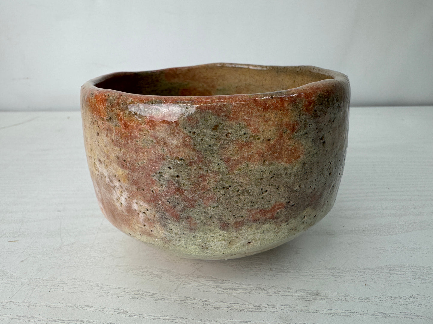 Y10605 CHAWAN Raku-ware red bowl signed box Japan antique tea ceremony pottery