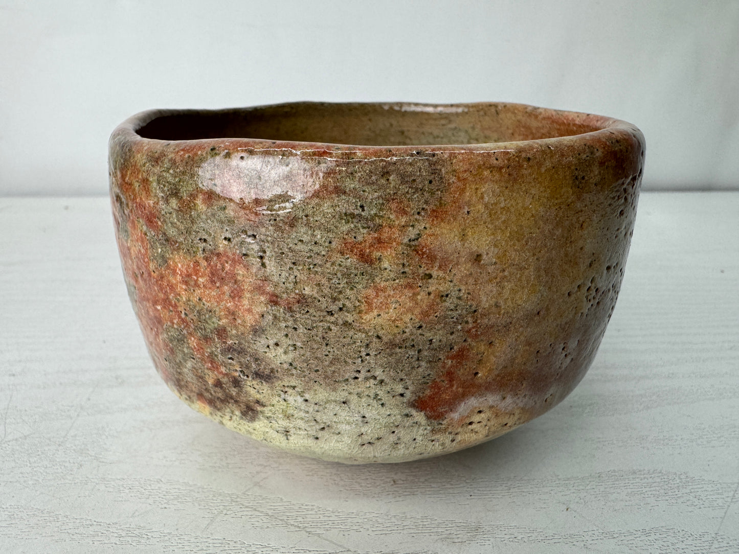 Y10605 CHAWAN Raku-ware red bowl signed box Japan antique tea ceremony pottery