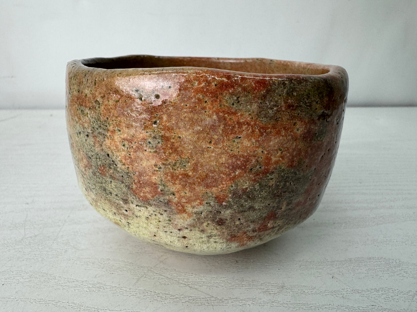 Y10605 CHAWAN Raku-ware red bowl signed box Japan antique tea ceremony pottery