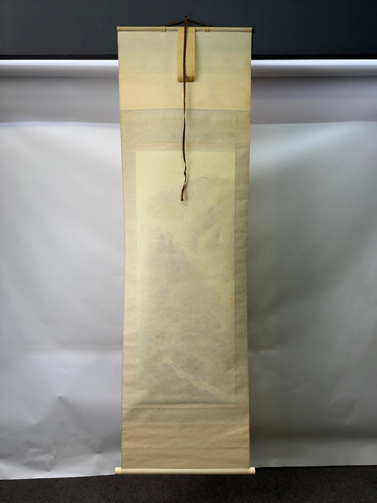 Y10607 KAKEJIKU Hanging scroll Rural landscape signed Japan antique interior