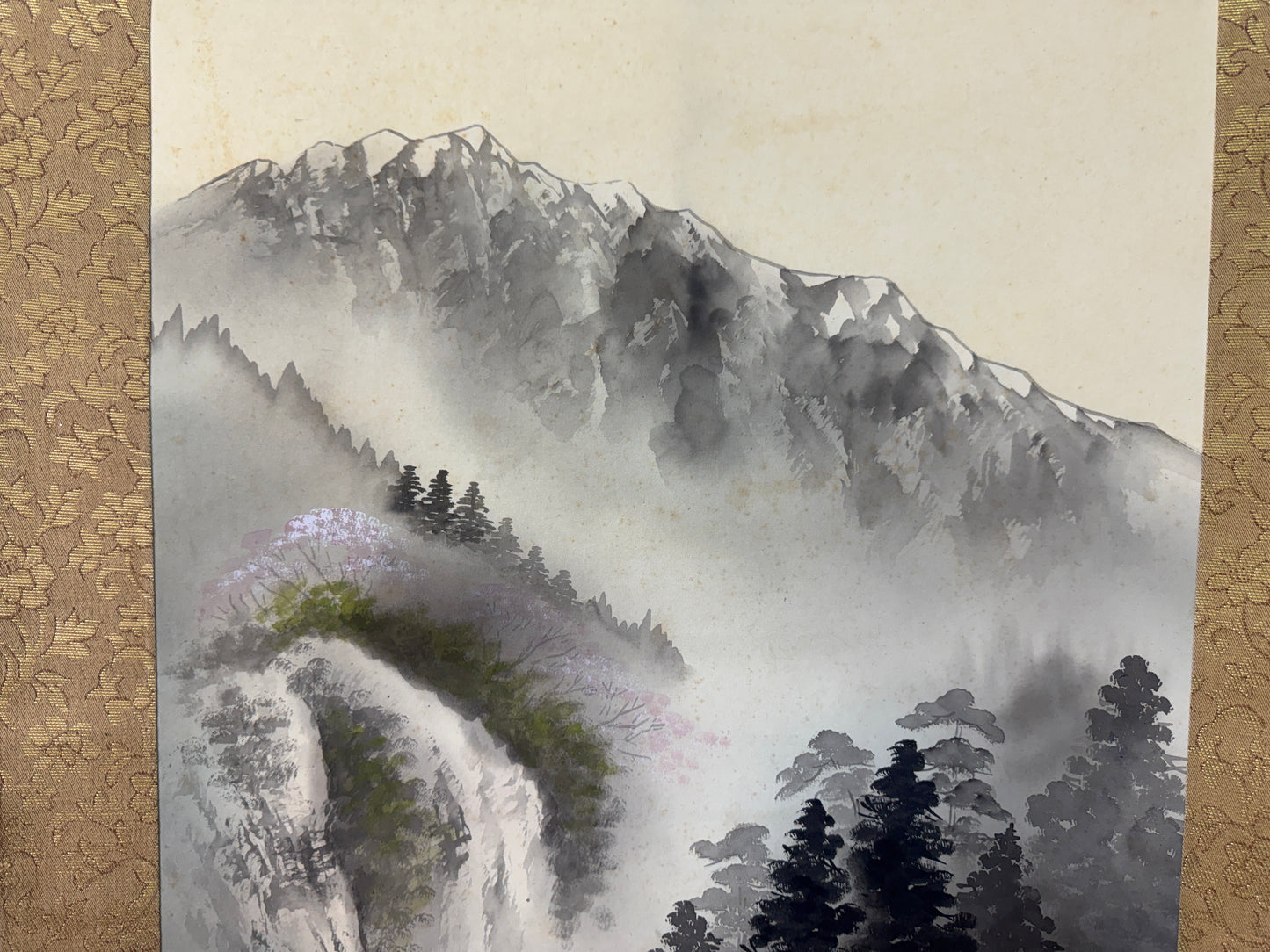 Y10607 KAKEJIKU Hanging scroll Rural landscape signed Japan antique interior