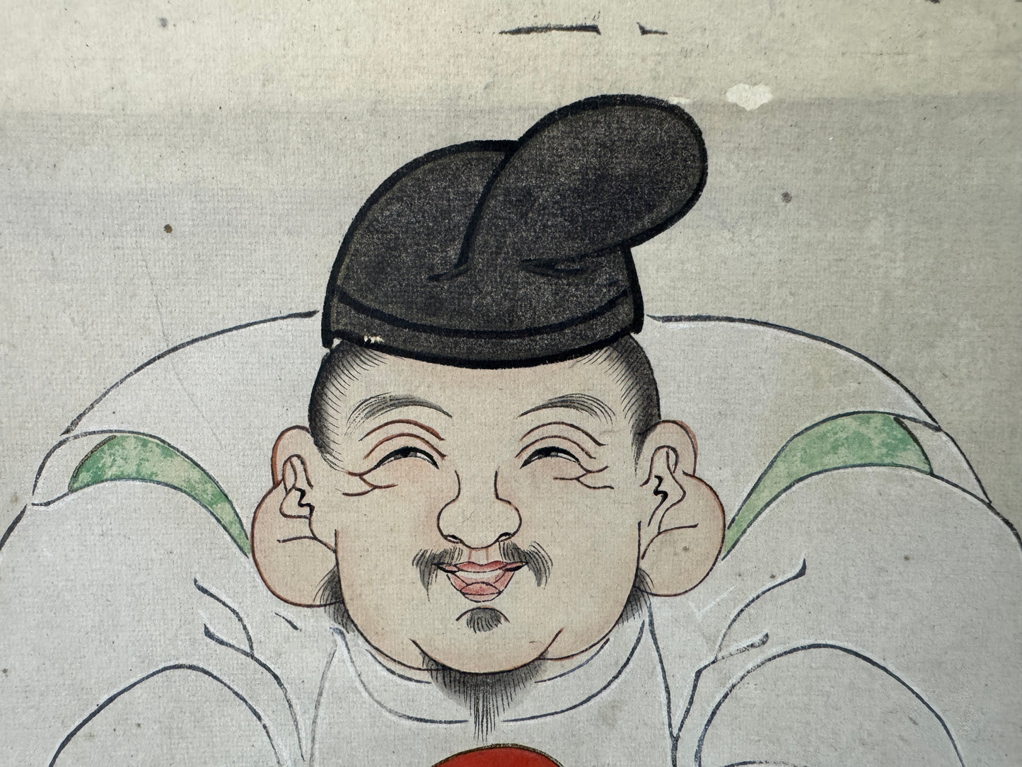 Y10608 KAKEJIKU Hanging scroll Daikoku colored woodblock print Japan antique