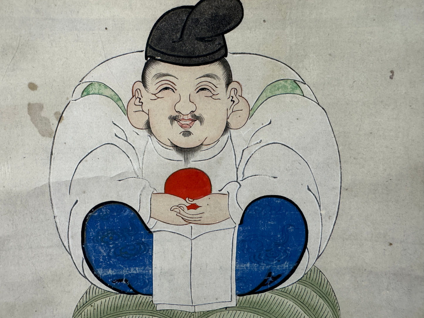 Y10608 KAKEJIKU Hanging scroll Daikoku colored woodblock print Japan antique