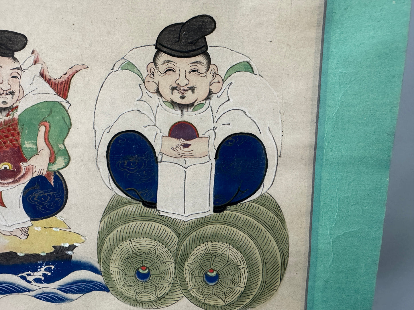 Y10609 KAKEJIKU Hanging scroll colored woodblock print Japan antique interior